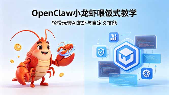 不用懂技术！OpenClaw小龙虾喂饭式教学，轻松玩转AI龙虾与自定义技能网创项目-知识付费-在线课程-自媒体创业-网络副业-优利资源优利资源网