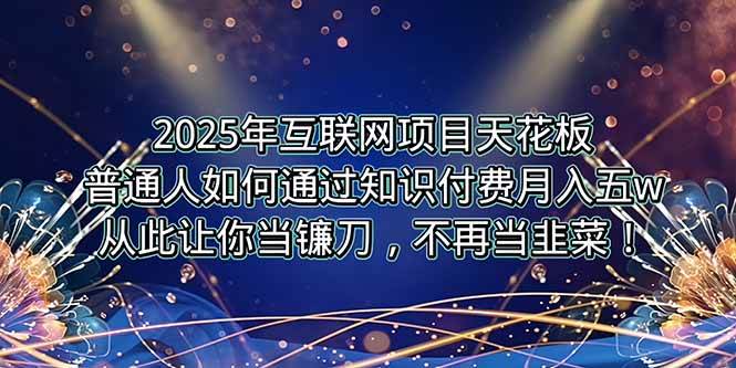 （15354期）2025年互联网项目天花板，普通人如何通过卖项目实现逆风翻盘，月入5W＋！网创项目-知识付费-在线课程-自媒体创业-网络副业-优利资源优利资源网