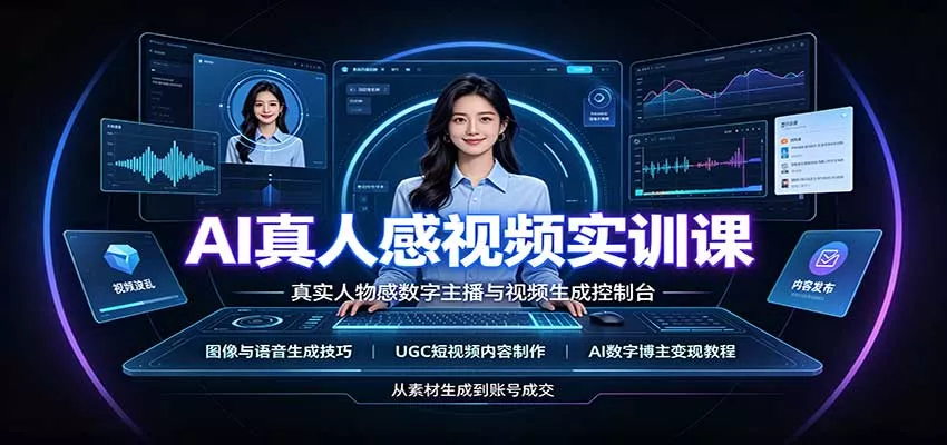 AI真人感视频实训课：图像语音生成，UGC内容制作，AI数字博主变现教程网创项目-知识付费-在线课程-自媒体创业-网络副业-优利资源优利资源网
