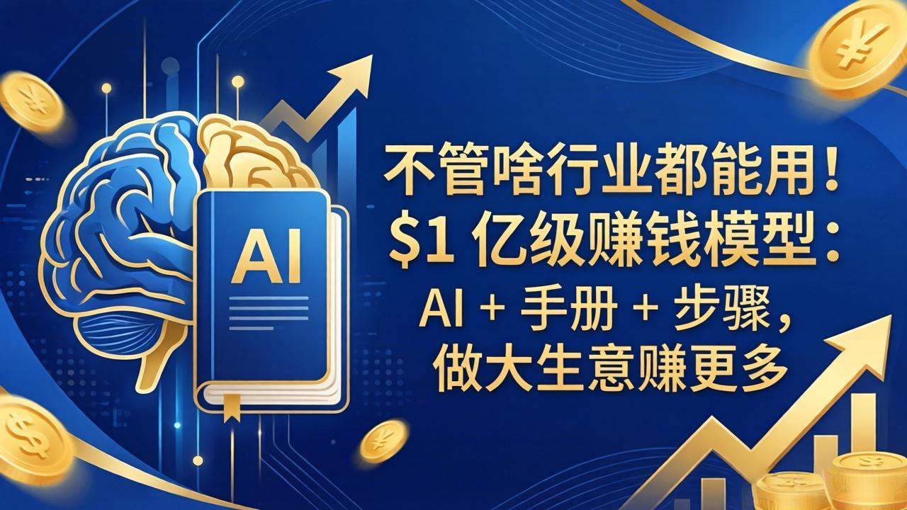 不管啥行业都能用！$1 亿级赚钱模型：AI + 手册 + 步骤，做大生意赚更多网创项目-知识付费-在线课程-自媒体创业-网络副业-优利资源优利资源网