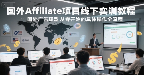 国外Affiliate项目线下实训教程，国外广告联盟从零开始的具体操作全流程网创项目-知识付费-在线课程-自媒体创业-网络副业-优利资源优利资源网