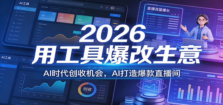 2026用工具爆改生意，AI时代创收机会，AI打造爆款直播间网创项目-知识付费-在线课程-自媒体创业-网络副业-优利资源优利资源网