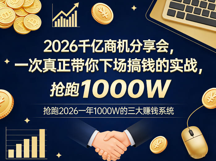 2026千亿商机分享会，一次真正带你下场搞钱的实战，抢跑2026一年1000W的三大賺钱系统网创项目-知识付费-在线课程-自媒体创业-网络副业-优利资源优利资源网