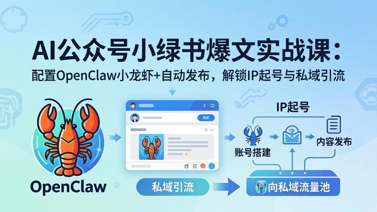 AI公众号小绿书变现实战课：小绿书爆文写作+OpenClaw自动发布，解锁IP起号与私域引流网创项目-知识付费-在线课程-自媒体创业-网络副业-优利资源优利资源网