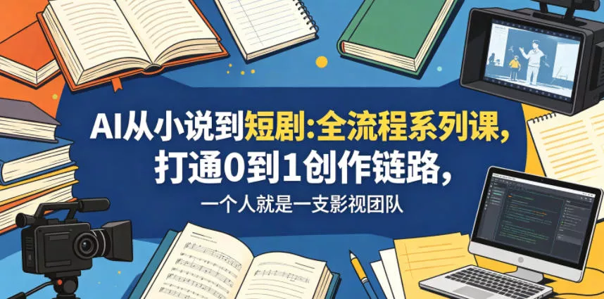 AI从小说到短剧全流程系列课，打通0到1创作链路，一个人就是一支影视团队网创项目-知识付费-在线课程-自媒体创业-网络副业-优利资源优利资源网
