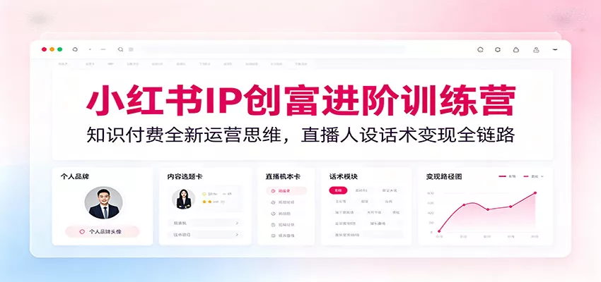 小红书IP创富进阶训练营：知识付费全新运营思维，直播人设话术变现全链路网创项目-知识付费-在线课程-自媒体创业-网络副业-优利资源优利资源网