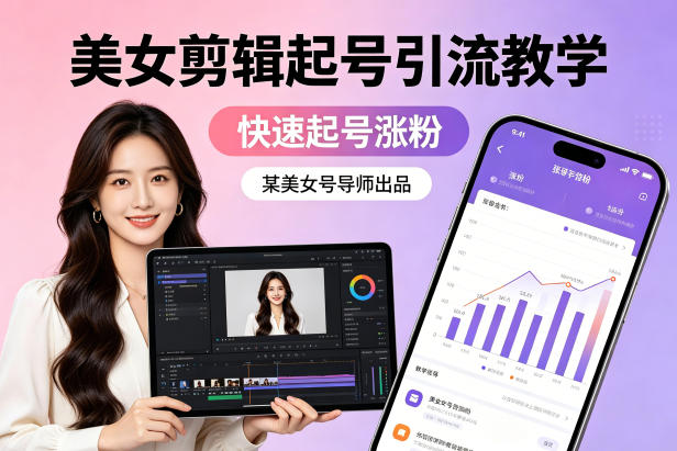 某美女号导师出品：美女剪辑起号引流教学，快速起号涨粉网创项目-知识付费-在线课程-自媒体创业-网络副业-优利资源优利资源网
