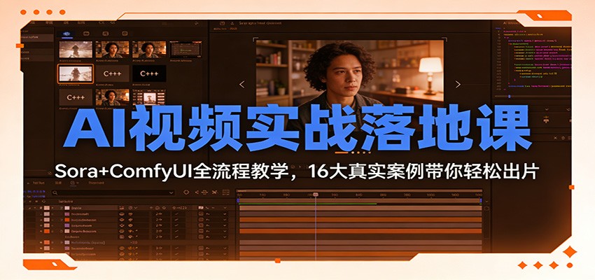 AI视频实战落地课：Sora+ComfyUI全流程教学，16大真实案例带你轻松出片网创项目-知识付费-在线课程-自媒体创业-网络副业-优利资源优利资源网