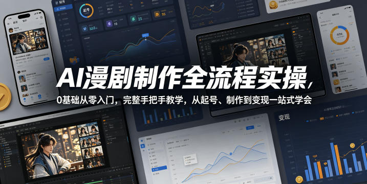 AI漫剧制作全流程实操，0基础从零入门，完整手把手教学，从起号、制作到变现一站式学会网创项目-知识付费-在线课程-自媒体创业-网络副业-优利资源优利资源网