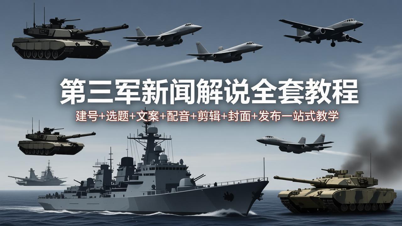 第三军迷新闻解说全套教程：建号+选题+文案+配音+剪辑+封面+发布一站式教学网创项目-知识付费-在线课程-自媒体创业-网络副业-优利资源优利资源网