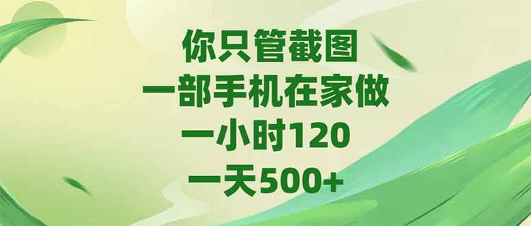 （15039期）你只管截图，一部手机在家做，一小时120，-天500+网创项目-知识付费-在线课程-自媒体创业-网络副业-优利资源优利资源网