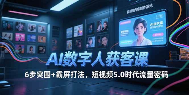 （15247期）AI数字人获客课，6步突围+霸屏打法，短视频5.0时代流量密码网创项目-知识付费-在线课程-自媒体创业-网络副业-优利资源优利资源网