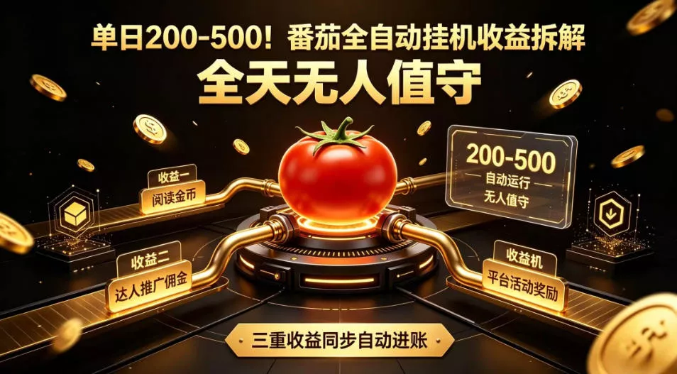 单日200-500！番茄全自动挂G收益拆解，全天无人值守，矩阵操作收益翻倍【揭秘】网创项目-知识付费-在线课程-自媒体创业-网络副业-优利资源优利资源网