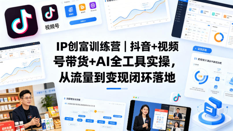 IP创富训练营｜抖音+视频号带货+AI全工具实操，从流量到变现闭环落地网创项目-知识付费-在线课程-自媒体创业-网络副业-优利资源优利资源网