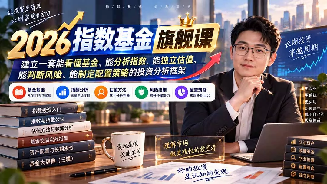 2026指数基金旗舰课｜建立一套能看懂基金、能分析指数、能独立估值、能判断风险、能制定配置策略的投资分析框架网创项目-知识付费-在线课程-自媒体创业-网络副业-优利资源优利资源网