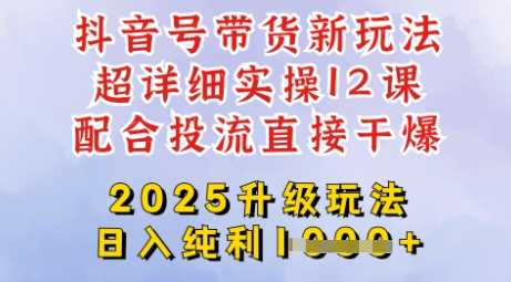 2025全新升级抖音带货玩法，一天纯利四位数，从剪辑到选品再到发布投流，超详细玩法揭秘网创项目-知识付费-在线课程-自媒体创业-网络副业-优利资源优利资源网