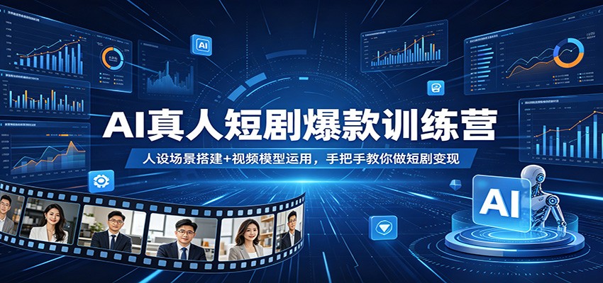 AI真人短剧爆款训练营：人设场景搭建+视频模型运用，手把手教你做短剧变现网创项目-知识付费-在线课程-自媒体创业-网络副业-优利资源优利资源网