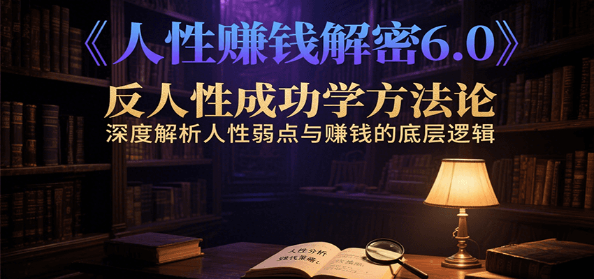 人性赚钱解密6.0，反人性成功学方法论，深度解析人性弱点与赚钱的底层逻辑网创项目-知识付费-在线课程-自媒体创业-网络副业-优利资源优利资源网