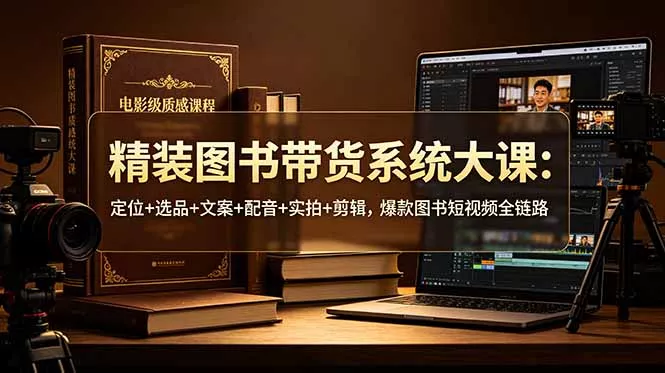 精装图书带货系统大课：定位+选品+文案+配音+实拍+剪辑，爆款图书短视频全链路网创项目-知识付费-在线课程-自媒体创业-网络副业-优利资源优利资源网