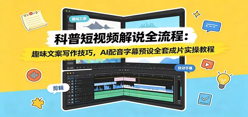 科普短视频解说全流程：趣味文案写作技巧，AI配音字幕预设全套成片实操教程网创项目-知识付费-在线课程-自媒体创业-网络副业-优利资源优利资源网