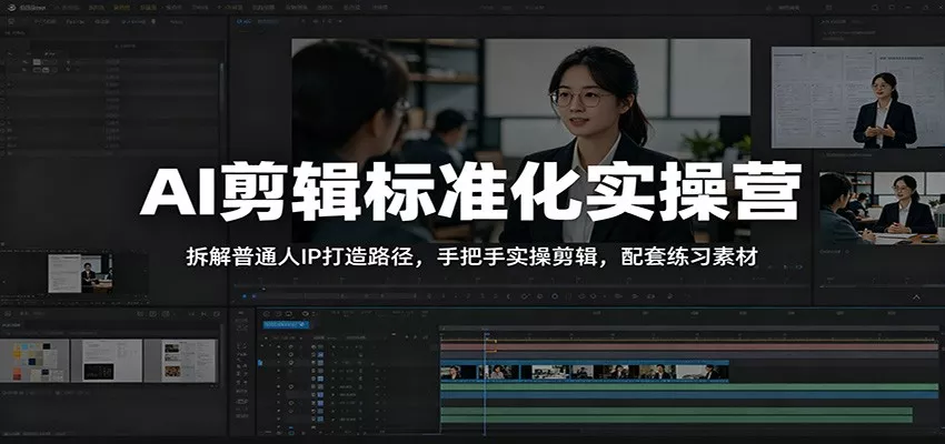 AI剪辑标准化实操营：拆解普通人IP打造路径，手把手实操剪辑，配套练习素材网创项目-知识付费-在线课程-自媒体创业-网络副业-优利资源优利资源网