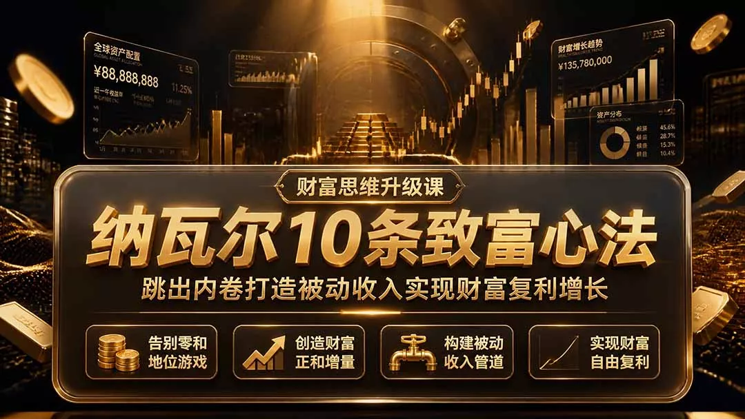 付费文章：纳瓦尔10条致富心法，跳出内卷打造被动收入实现财富复利增长网创项目-知识付费-在线课程-自媒体创业-网络副业-优利资源优利资源网
