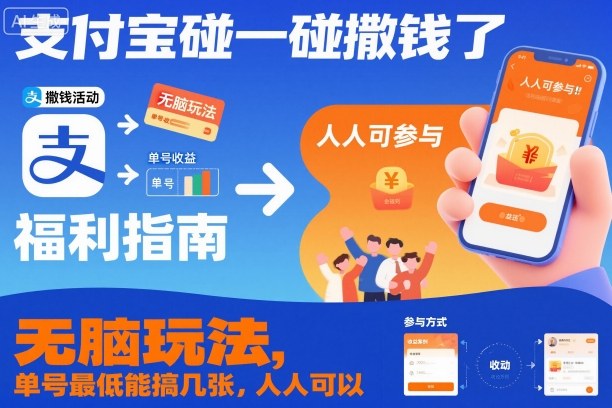 支付宝碰一碰撒钱了，无脑玩法，单号最低能搞几张，人人可以撸【揭秘】网创项目-知识付费-在线课程-自媒体创业-网络副业-优利资源优利资源网