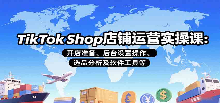 TikTok Shop店铺运营实操课：开店准备、后台设置操作、选品分析及软件工具等网创项目-知识付费-在线课程-自媒体创业-网络副业-优利资源优利资源网