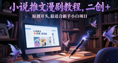 小说推文漫剧教程，二创+原创开头，最适合新手小白项目网创项目-知识付费-在线课程-自媒体创业-网络副业-优利资源优利资源网