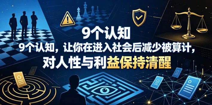 付费文章：9个认知，让你在进入社会后减少被算计，对人性与利益保持清醒网创项目-知识付费-在线课程-自媒体创业-网络副业-优利资源优利资源网