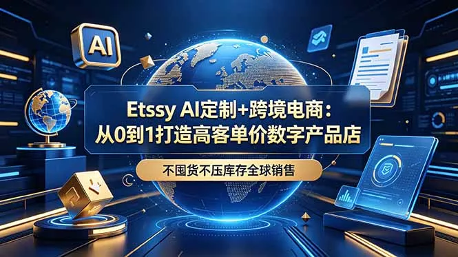 Etsy AI定制+跨境电商：从0到1打造高客单价数字产品店，不囤货不压库存全球销售网创项目-知识付费-在线课程-自媒体创业-网络副业-优利资源优利资源网