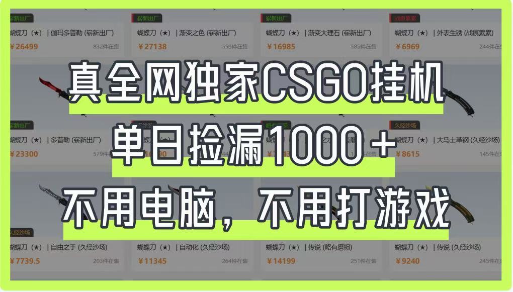 真全网独家CSGO挂机，单日捡漏1000+，不用电脑，不用养号网创项目-知识付费-在线课程-自媒体创业-网络副业-优利资源优利资源网