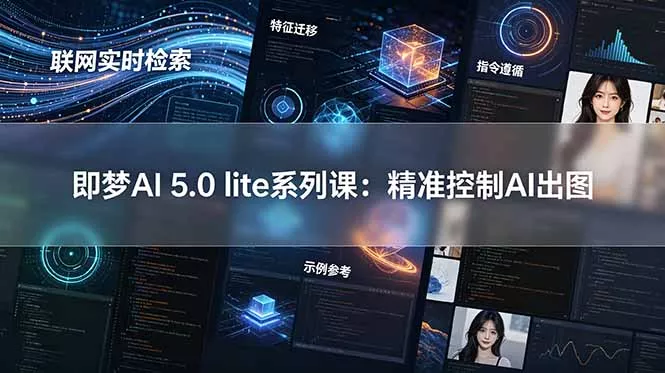 即梦AI 5.0 lite实战课：联网实时检索+特征迁移+指令遵循+示例参考，精准控制AI出图网创项目-知识付费-在线课程-自媒体创业-网络副业-优利资源优利资源网