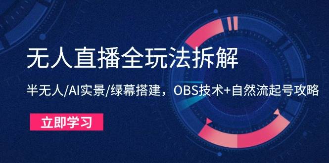 （14684期）无人直播全玩法拆解：半无人/AI实景/绿幕搭建，OBS技术+自然流起号攻略网创项目-知识付费-在线课程-自媒体创业-网络副业-优利资源优利资源网