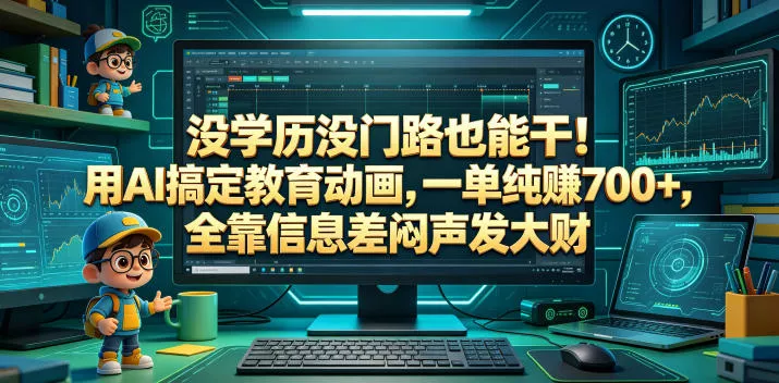 没学历没门路也能干！用AI搞定教育动画，一单纯賺700+，全靠信息差闷声发大财【揭秘】网创项目-知识付费-在线课程-自媒体创业-网络副业-优利资源优利资源网