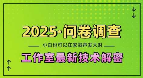 2025问卷调查最新工作室技术解密：一个人在家也可以闷声发大财，小白一天2张，可矩阵放大【揭秘】网创项目-知识付费-在线课程-自媒体创业-网络副业-优利资源优利资源网