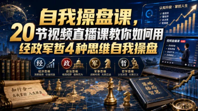 自我操盘课，20节视频直播课教你如何用经政军哲4种思维自我操盘网创项目-知识付费-在线课程-自媒体创业-网络副业-优利资源优利资源网