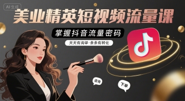 美业精英短视频流量课，掌握抖音流量密码，天天有询单，条条有转化网创项目-知识付费-在线课程-自媒体创业-网络副业-优利资源优利资源网