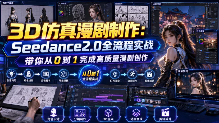 3D仿真漫剧制作：Seedance2.0全流程实战，带你从0到1完成高质量漫剧创作网创项目-知识付费-在线课程-自媒体创业-网络副业-优利资源优利资源网