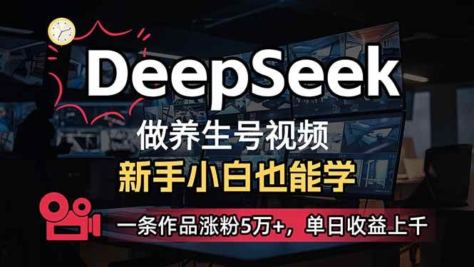 （14270期）小白用DeepSeek做养生号，一条作品涨粉5万+，单日收益上千网创项目-知识付费-在线课程-自媒体创业-网络副业-优利资源优利资源网