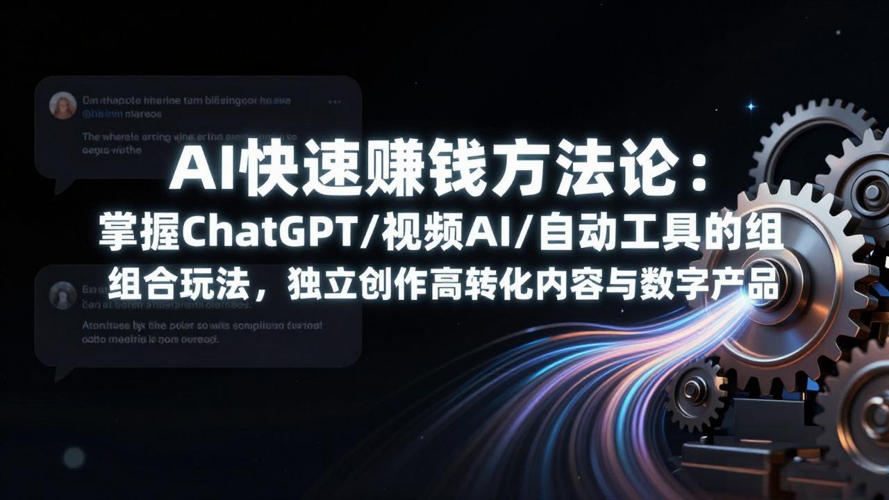 AI快速赚钱方法论：掌握ChatGPT/视频AI/自动化工具的组合玩法，独立创作高转化内容与数字产品网创项目-知识付费-在线课程-自媒体创业-网络副业-优利资源优利资源网