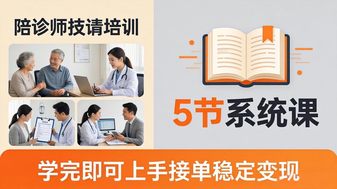 想做陪诊师不知从何下手？5节系统课教你掌握核心技能，学完即可上手接单稳定变现网创项目-知识付费-在线课程-自媒体创业-网络副业-优利资源优利资源网