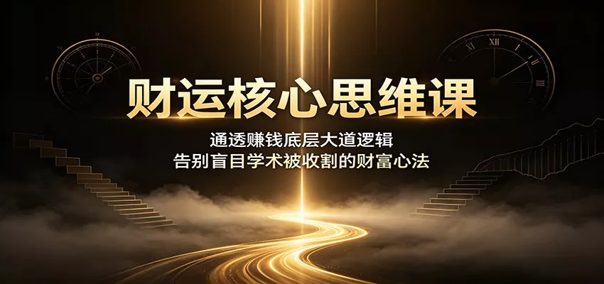 财运核心思维课:通透赚钱底层大道逻辑,告别盲目学术被收割的财富心法网创项目-知识付费-在线课程-自媒体创业-网络副业-优利资源优利资源网