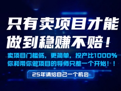 只有卖项目才能做到稳挣不赔，门槛低，更简单，你也可以年入百个W【揭秘】网创项目-知识付费-在线课程-自媒体创业-网络副业-优利资源优利资源网