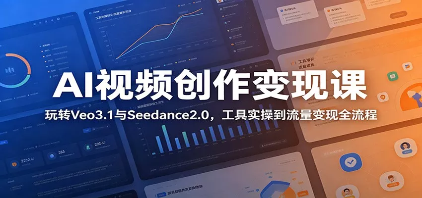 AI视频创作变现课：玩转Veo3.1与Seedance2.0，工具实操到流量变现全流程网创项目-知识付费-在线课程-自媒体创业-网络副业-优利资源优利资源网