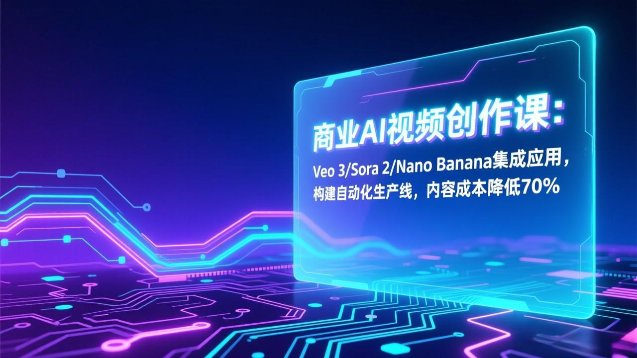 商业AI视频创作课：Veo 3/Sora 2/Nano Banana集成应用，构建自动化生产线，内容成本降低70%网创项目-知识付费-在线课程-自媒体创业-网络副业-优利资源优利资源网