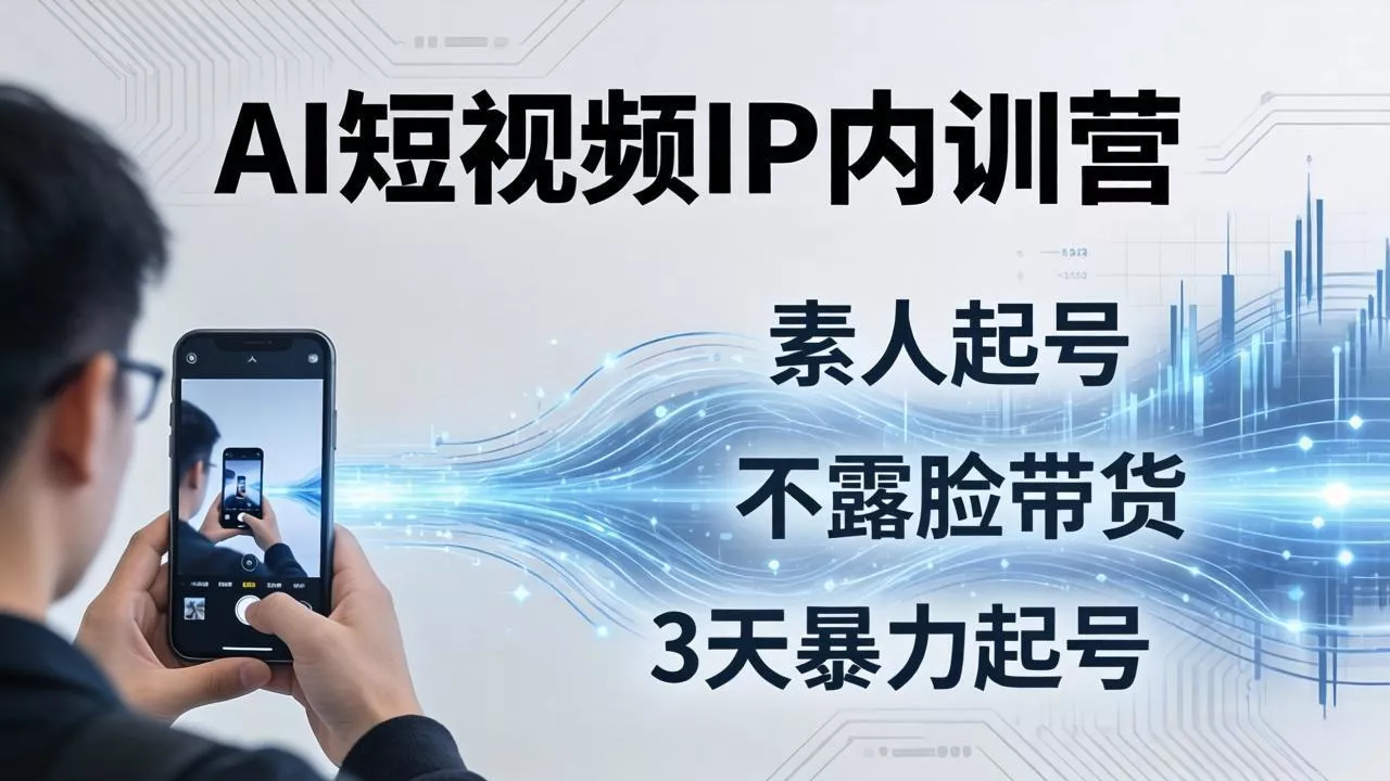 2026AI短视频IP内训营-更新:从素人起号到不露脸带货,3天暴力起号全流程拆解 2026AI短视频IP内训营-更新:从素人起号到不露脸带货,3天暴力起号全流程拆解