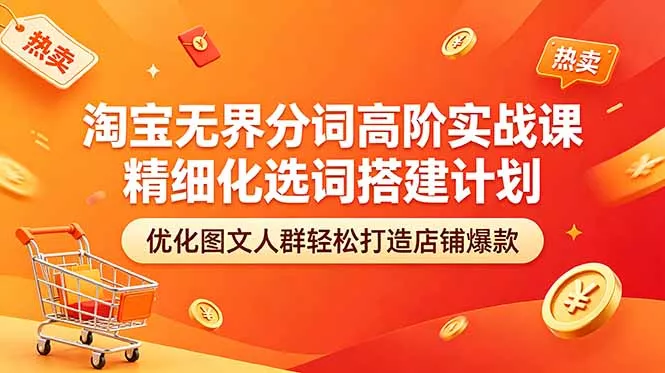 淘宝无界分词高阶实战课 精细化选词搭建计划 优化图文人群轻松打造店铺爆款网创项目-知识付费-在线课程-自媒体创业-网络副业-优利资源优利资源网