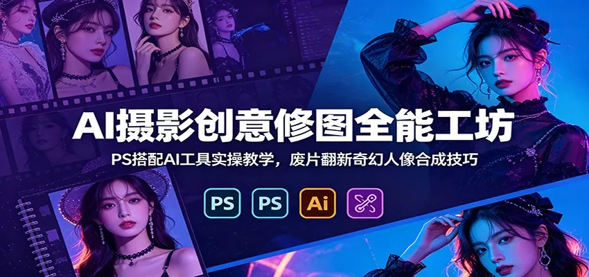 AI摄影创意修图全能工坊：PS搭配AI工具实操教学，废片翻新奇幻人像合成技巧网创项目-知识付费-在线课程-自媒体创业-网络副业-优利资源优利资源网