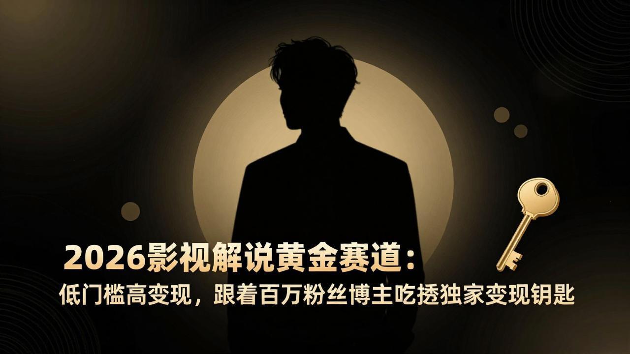 2026影视解说黄金赛道：低门槛高变现，跟着百万粉丝博主吃透独家变现钥匙网创项目-知识付费-在线课程-自媒体创业-网络副业-优利资源优利资源网